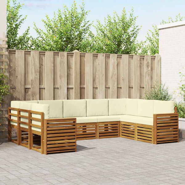 vidaXL Szegment&aacute;lt kanap&eacute; szett 9 pcs Term&eacute;szetes &eacute;s kr&eacute;msz&iacute;nű