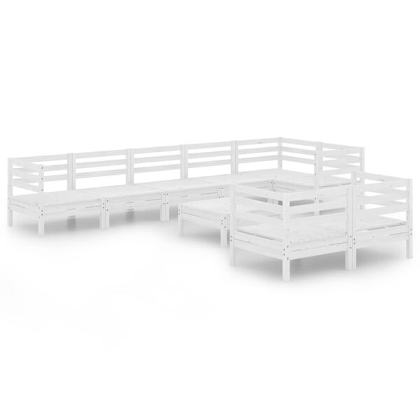 vidaXL 9 r&eacute;szes feh&eacute;r t&ouml;m&ouml;r fenyőfa kerti &uuml;lőgarnit&uacute;ra