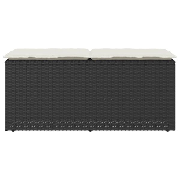 vidaXL fekete polyrattan kerti pad párnával 110x40x44 cm