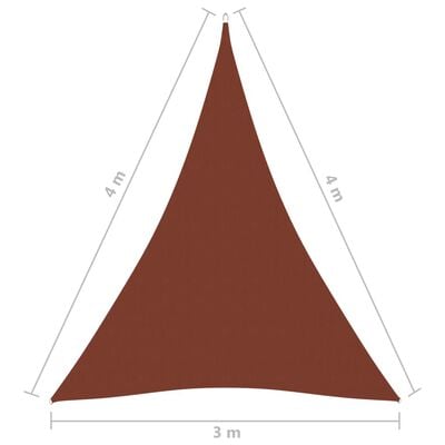 vidaXL terrakotta háromszögű oxford-szövet napvitorla 3 x 4 x 4 m