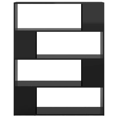 vidaXL magasfényű fekete térelválasztó könyvszekrény 100 x 24 x 124 cm