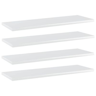 vidaXL 4 db magasfényű fehér forgácslap könyvespolc 60 x 20 x 1,5 cm