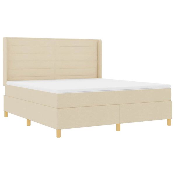 vidaXL Box Spring &aacute;gy matracmal fejt&aacute;ml&aacute;val Kr&eacute;m 180 x 200 cm sz&ouml;vet