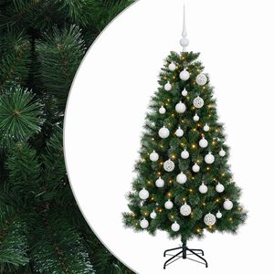vidaXL Műkar&aacute;csonyfa d&iacute;szg&ouml;mbbel 120 cm 150 LED Meleg feh&eacute;r PVC &eacute;s f&eacute;m