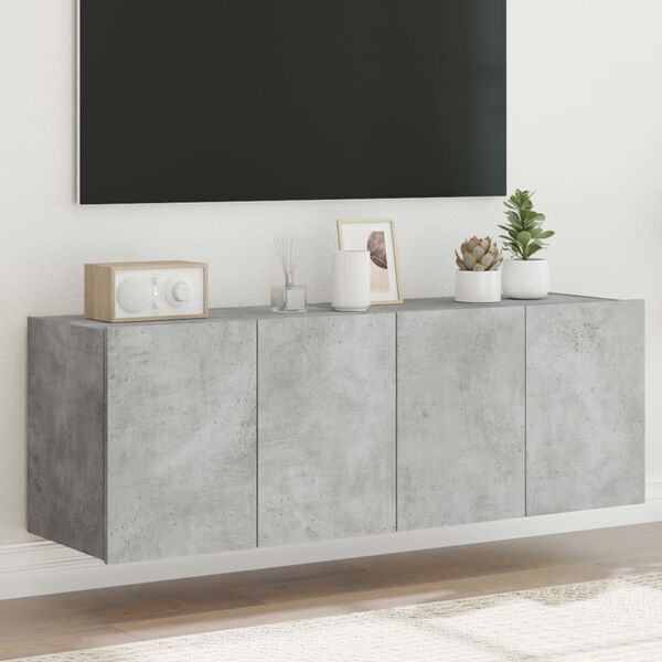 vidaXL 2 db betonszürke fali TV-szekrény LED-del 60x35x41 cm