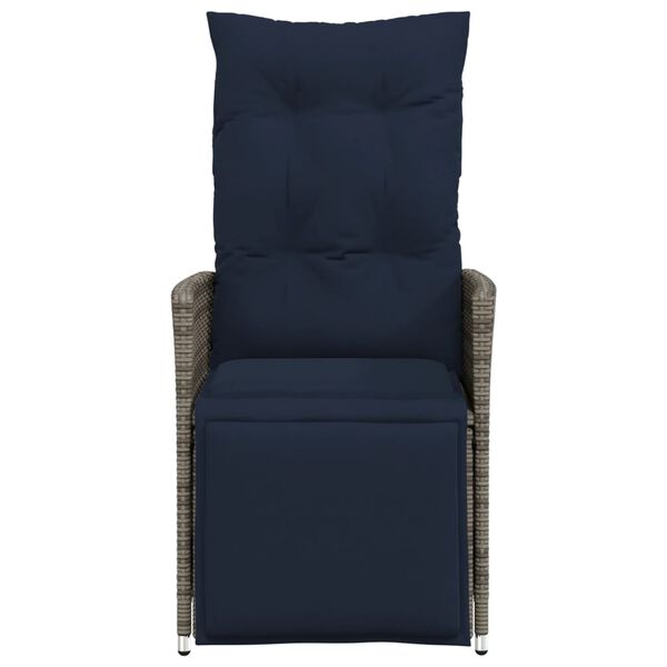 vidaXL 2 db szürke polyrattan dönthető kerti szék párnákkal