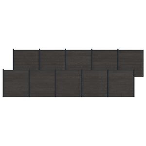 vidaXL Ker&iacute;t&eacute;s K&eacute;szlet 10 pcs 1737 x 186 cm WPC &eacute;s Alum&iacute;nium Fekete