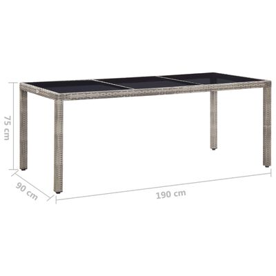 vidaXL szürke polyrattan kerti asztal 190 x 90 x 75 cm