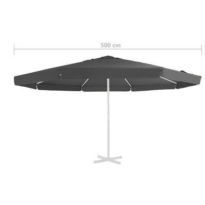 vidaXL antracitszürke kültéri napernyő csereponyva 500 cm