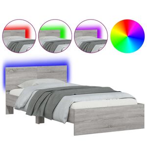 vidaXL sz&uuml;rke sonoma &aacute;gykeret fejt&aacute;ml&aacute;val &eacute;s LED-ekkel 100 x 200 cm