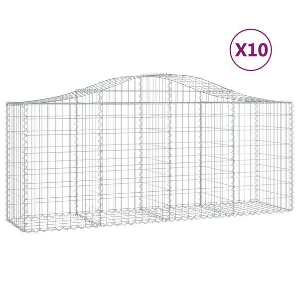 vidaXL 10 db íves horganyzott vas gabion kosár 200x50x80/100 cm