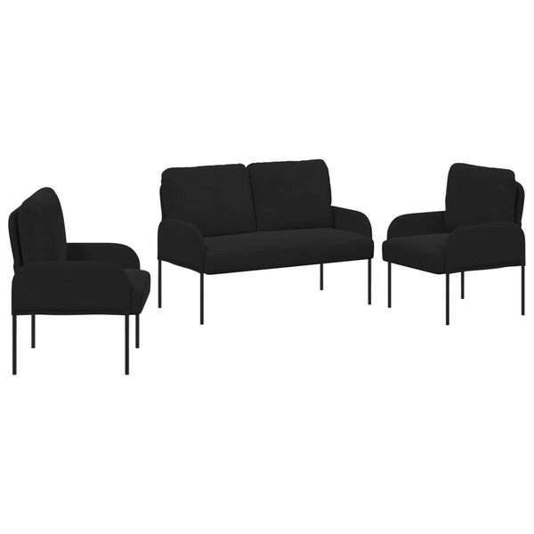 vidaXL &Uuml;lőgarnit&uacute;r&aacute;k p&aacute;rn&aacute;val 3 pcs Fekete 115 x 56 x 80 cm Furn&eacute;r