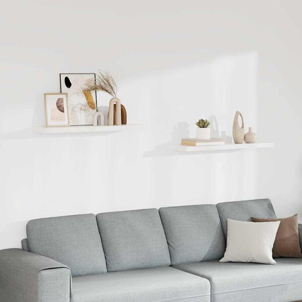 vidaXL 2 db feh&eacute;r MDF lebegő fali polc 90 x 23,5 x 3,8 cm