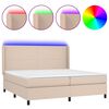 vidaXL cappuccino sz&iacute;nű műbőr rug&oacute;s &aacute;gy matraccal &eacute;s LED-del 200x200cm