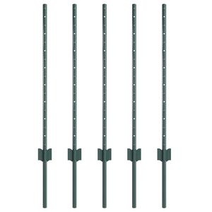 vidaXL Be&aacute;gyazott ker&iacute;t&eacute;soszlop 5 db Z&ouml;ld 120 cm Porsz&oacute;rt ac&eacute;l