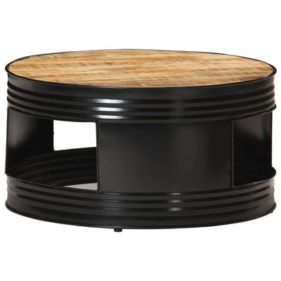 vidaXL fekete tömör nyers mangófa dohányzóasztal 68 x 68 x 36 cm