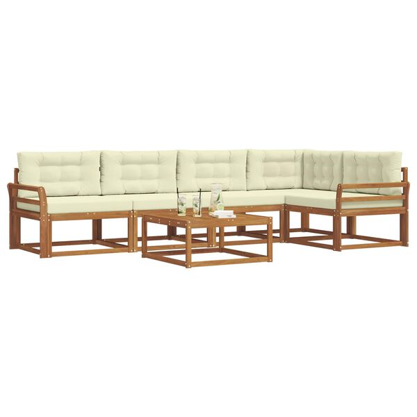 vidaXL K&uuml;lt&eacute;ri kanap&eacute; szett p&aacute;rn&aacute;val 6 pcs Term&eacute;szetes &eacute;s kr&eacute;msz&iacute;nű