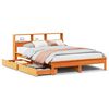 vidaXL barna t&ouml;m&ouml;r fenyőfa k&ouml;nyvespolcos &aacute;gy matrac n&eacute;lk&uuml;l 140 x 190cm