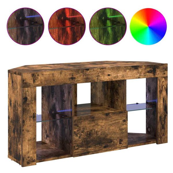 vidaXL Sarok LED TV szekr&eacute;ny F&uuml;st&ouml;lt t&ouml;lgy 100 x 40 x 50 cm Faanyag