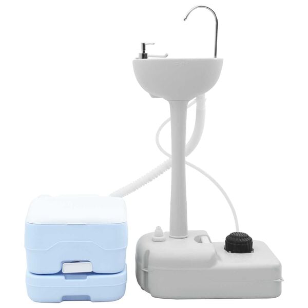 vidaXL Kemping WC 2 pcs Kék és Fehér Nagy sűrűségű polietilén