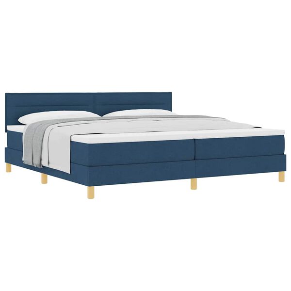 vidaXL Boxspring ágy matraccal matracmal Kék 200 x 200 cm szövet