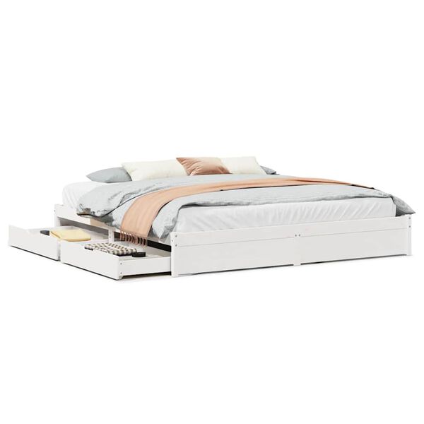 vidaXL feh&eacute;r t&ouml;m&ouml;r fenyőfa &aacute;gy matrac n&eacute;lk&uuml;l 180 x 200 cm