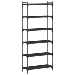 vidaXL 6 szintes fekete szerelt fa k&ouml;nyvespolc 80 x 30 x 188 cm
