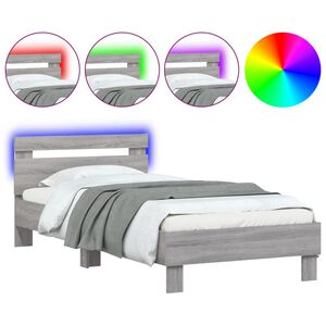 vidaXL sz&uuml;rke sonoma sz&iacute;nű &aacute;gykeret fejt&aacute;ml&aacute;val &eacute;s LED-ekkel 90x200 cm