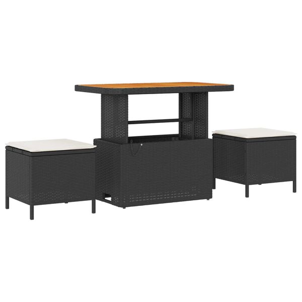 vidaXL Kerti Kanap&eacute; Szett p&aacute;rn&aacute;val 9 pcs Fekete Poli rattan