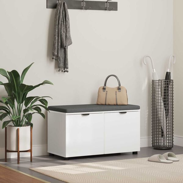 vidaXL Előt&eacute;r pad p&aacute;rn&aacute;val t&aacute;rol&oacute;val ajt&oacute;val Feh&eacute;r 80 x 46 x 46 cm