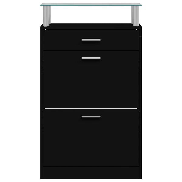 vidaXL fekete szerelt fa cipőszekr&eacute;ny 63 x 24 x 104 cm
