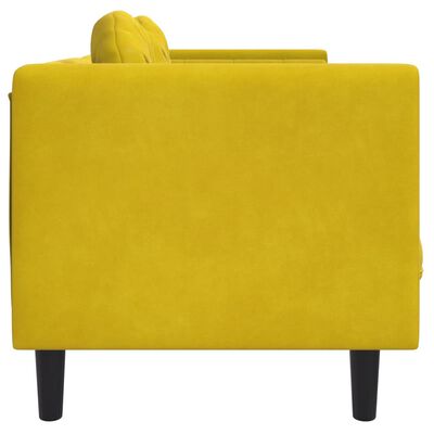 vidaXL sárga bársony kétszemélyes kanapé párnákkal