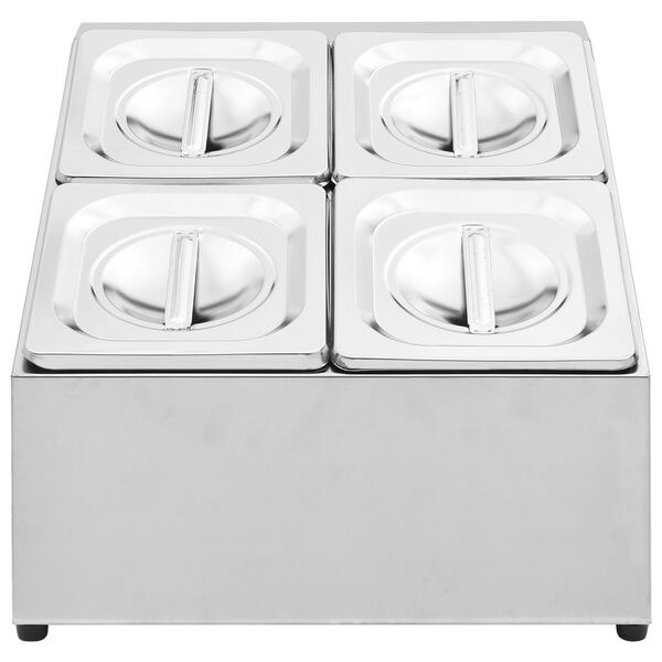 vidaXL rozsdamentes acél gasztronorm tároló 4 db GN 1/6-os edénnyel