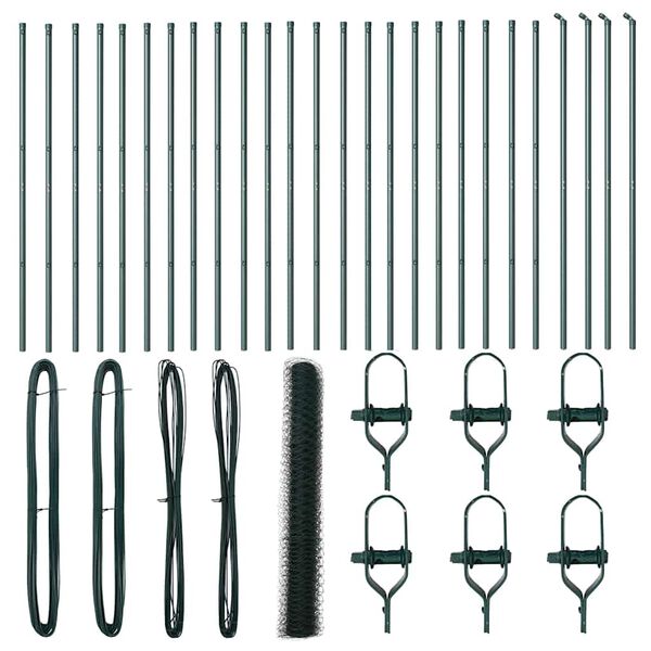 vidaXL Kerítésoszlop Zöld 50 x 1,2 m (36 mm háló) Acél és PVC