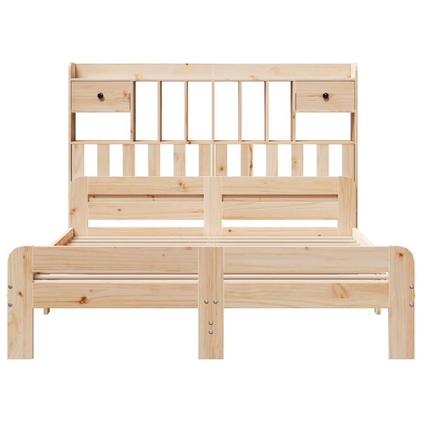 vidaXL tömör fenyőfa könyvespolcos ágy matrac nélkül 150 x 200 cm