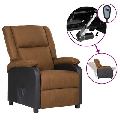 vidaXL tópszínű műbőr és szövet elektromos dönthető TV-fotel