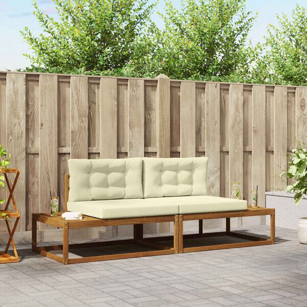 vidaXL K&uuml;lt&eacute;ri kanap&eacute; szett p&aacute;rn&aacute;val 2 Darab Term&eacute;szetes &eacute;s kr&eacute;msz&iacute;nű