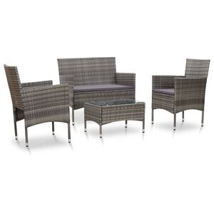 vidaXL 4 r&eacute;szes sz&uuml;rke polyrattan kerti &uuml;lőgarnit&uacute;ra p&aacute;rn&aacute;kkal