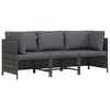 vidaXL 3 szem&eacute;lyes sz&uuml;rke polyrattan kerti kanap&eacute; p&aacute;rn&aacute;kkal