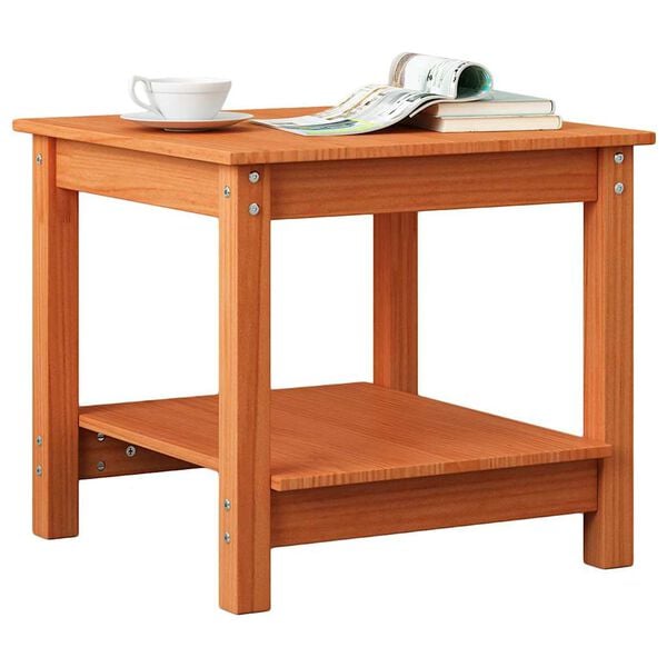 vidaXL Doh&aacute;nyz&oacute;asztal Viaszbarna 50 x 50 x 45 cm T&ouml;m&ouml;r fenyőfa