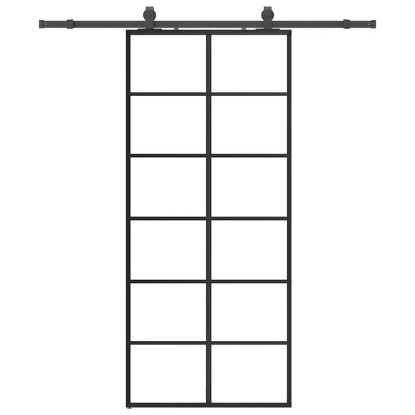 vidaXL fekete ESG &uuml;veg tol&oacute;ajt&oacute; f&eacute;mszerelv&eacute;ny-szettel 90x205 cm