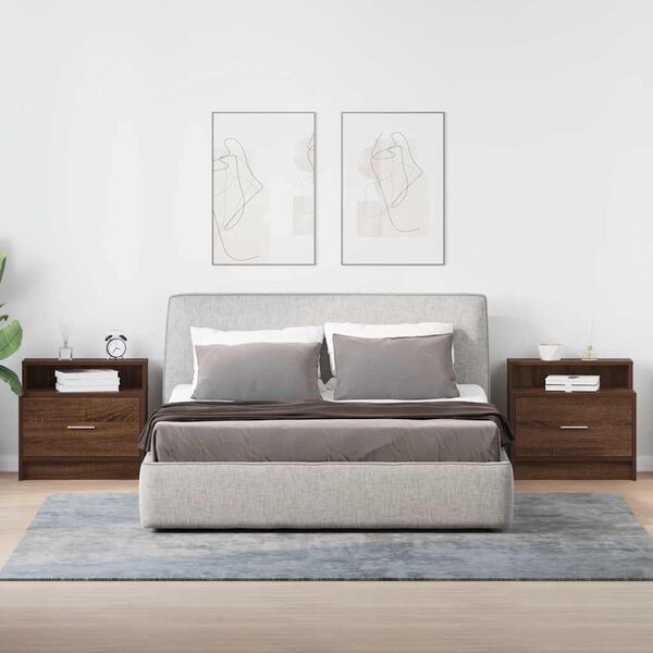 vidaXL &eacute;jjeliszekr&eacute;nyek fi&oacute;kos 2 db barna t&ouml;lgy 51 x 31 x 47 cm