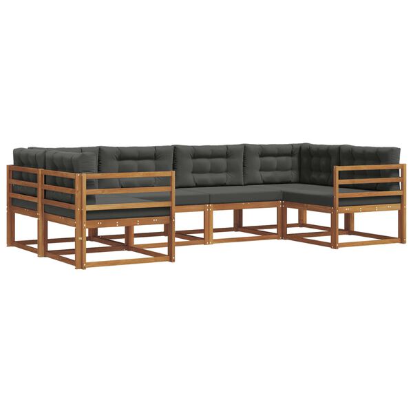 vidaXL K&uuml;lt&eacute;ri kanap&eacute; szett p&aacute;rn&aacute;val 6 pcs Term&eacute;szetes &eacute;s antracit