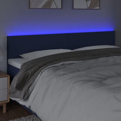 vidaXL kék szövet LED-es fejtámla 200x5x78/88 cm