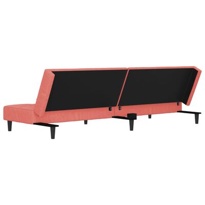 vidaXL rózsaszín bársony kanapéágy két párnával és lábtartóval