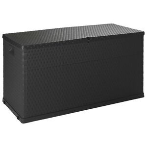 vidaXL antracitsz&uuml;rke PP rattan kerti t&aacute;rol&oacute;l&aacute;da 120 x 56 x 63 cm