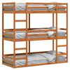 vidaXL viaszbarna t&ouml;m&ouml;r fenyőfa h&aacute;romszintes &aacute;gy 90 x 200 cm