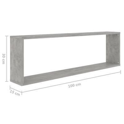 vidaXL 6 db betonszürke forgácslap fali polc 100 x 15 x 30 cm