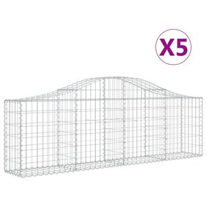 vidaXL 5 db &iacute;ves horganyzott vas gabion kos&aacute;r 200x30x60/80 cm