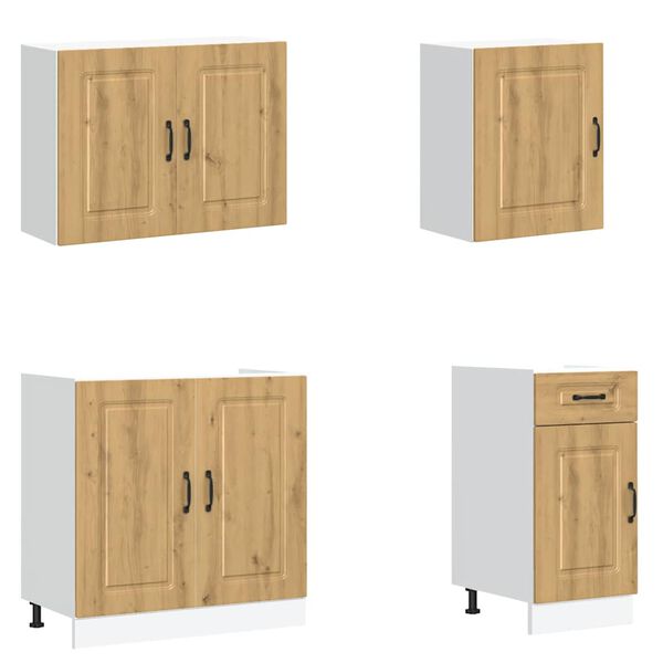 vidaXL 7 r&eacute;szes konyhaszekr&eacute;ny szett Kalmar k&eacute;zműves t&ouml;lgy m&eacute;rn&ouml;ki fa